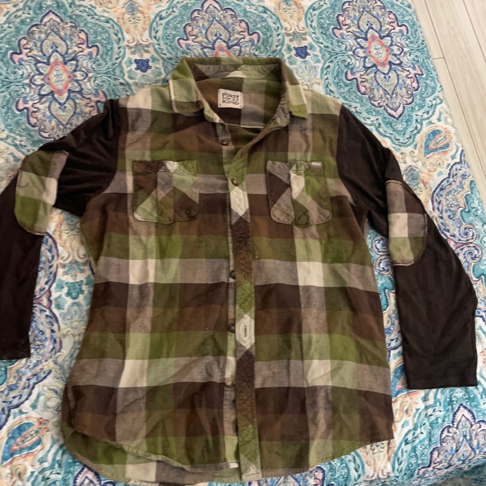 LF FURST OF A KIND BUTTON DOWN BAGGY PATCHWORK SHIRT